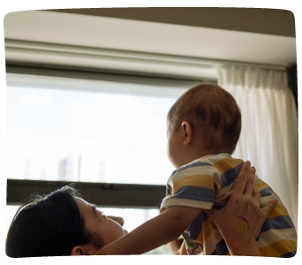 Mother holding son